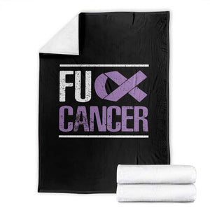 Fuck Cancer Throw Blanket Funny National Cancer Prevention Month Lavender Ribbon TS11 Black Print Your Wear