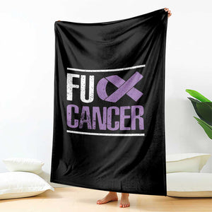 Fuck Cancer Throw Blanket Funny National Cancer Prevention Month Lavender Ribbon TS11 Print Your Wear