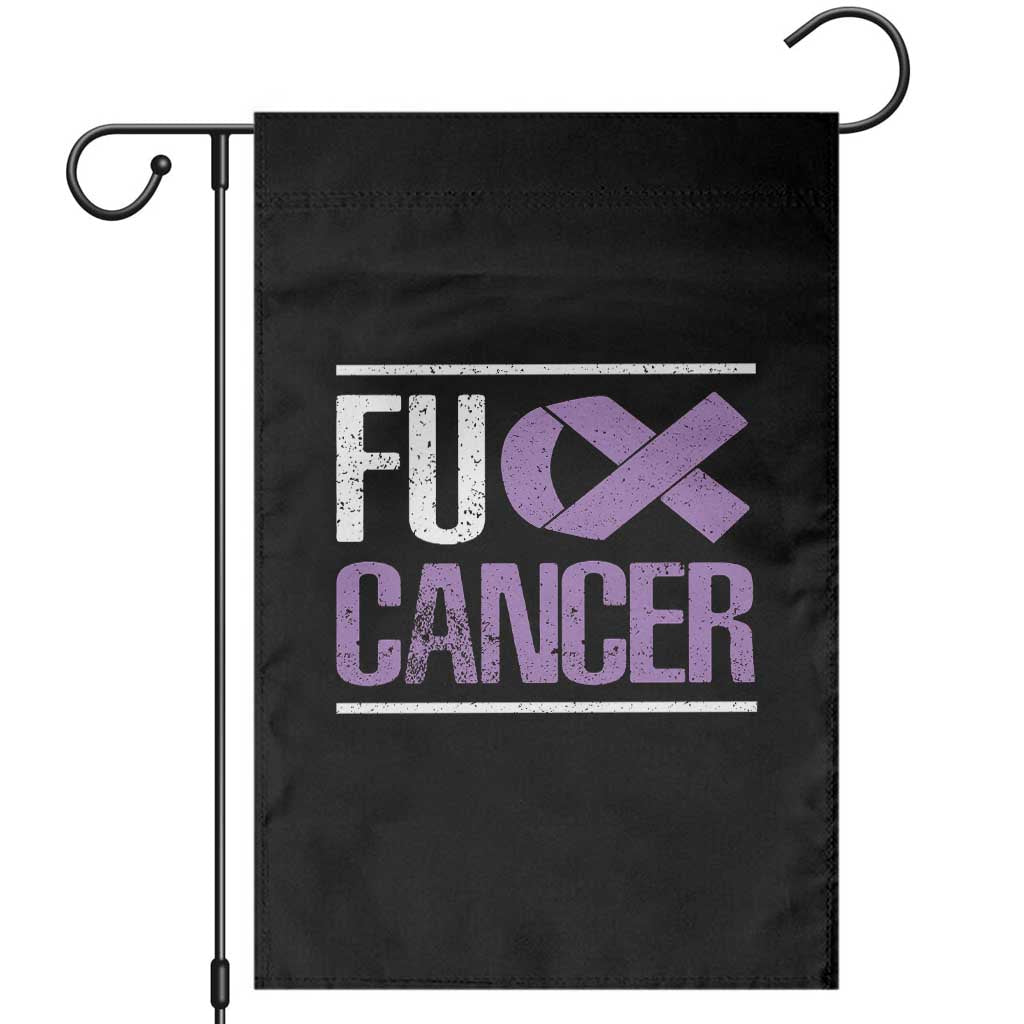 Fuck Cancer Garden Flag Funny National Cancer Prevention Month Lavender Ribbon TS11 Black Print Your Wear