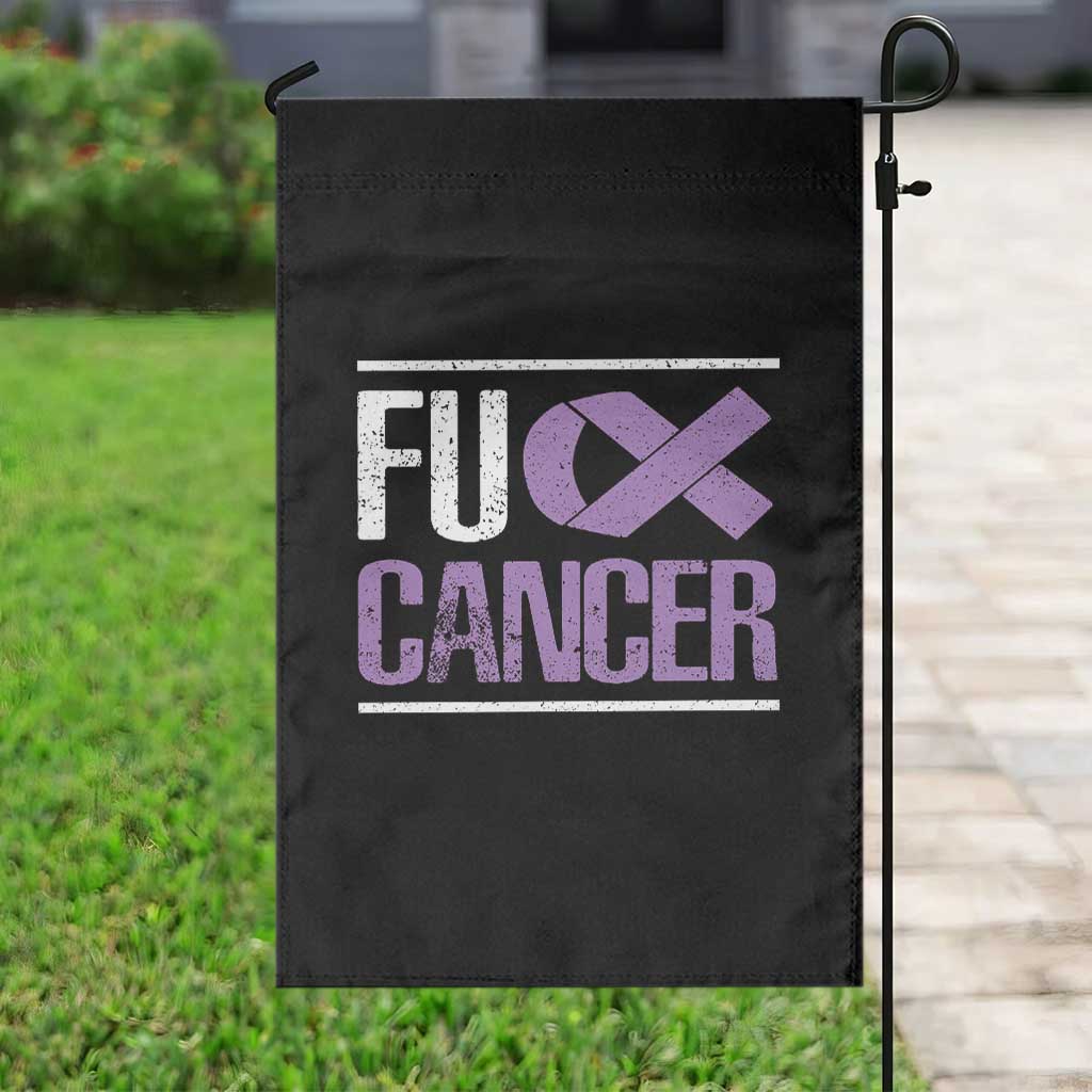 Fuck Cancer Garden Flag Funny National Cancer Prevention Month Lavender Ribbon TS11 Print Your Wear