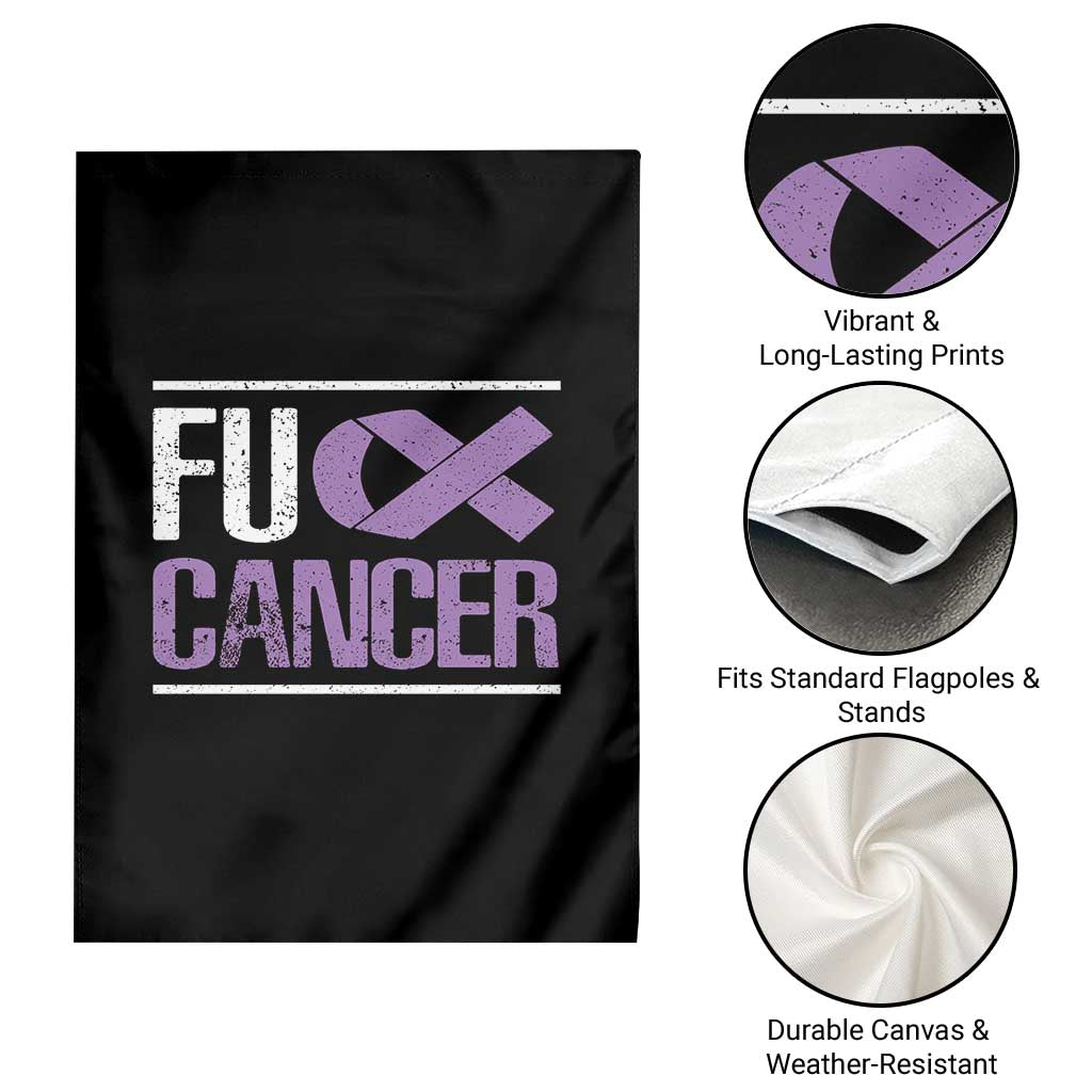 Fuck Cancer Garden Flag Funny National Cancer Prevention Month Lavender Ribbon TS11 Print Your Wear