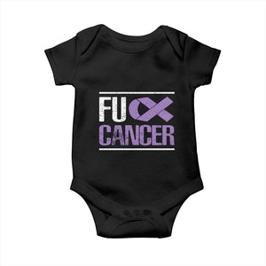 Fuck Cancer Baby Onesie Funny National Cancer Prevention Month Lavender Ribbon TS11 Black Print Your Wear