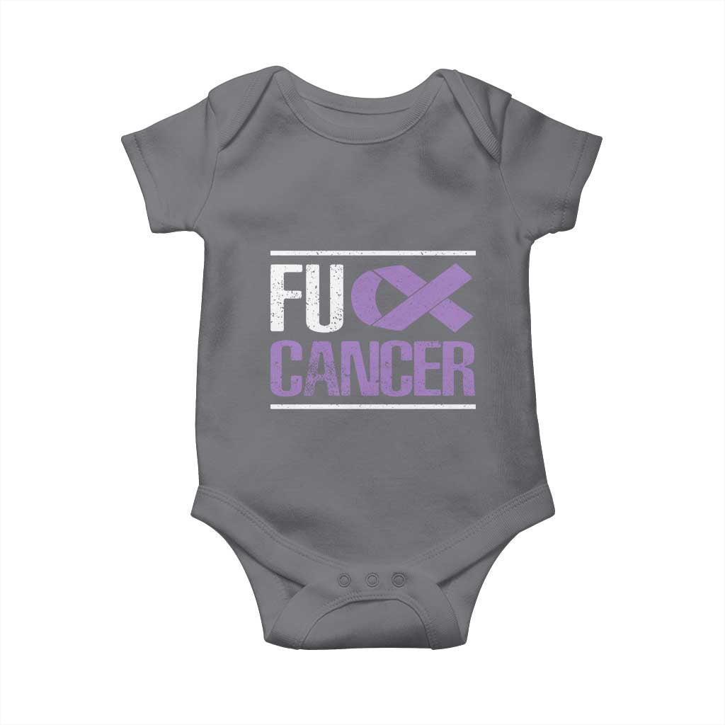 Fuck Cancer Baby Onesie Funny National Cancer Prevention Month Lavender Ribbon TS11 Charcoal Print Your Wear