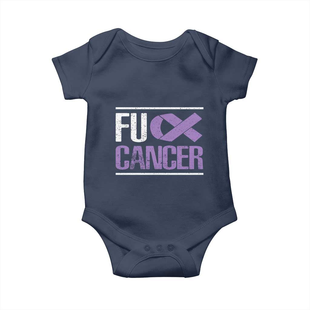 Fuck Cancer Baby Onesie Funny National Cancer Prevention Month Lavender Ribbon TS11 Navy Print Your Wear