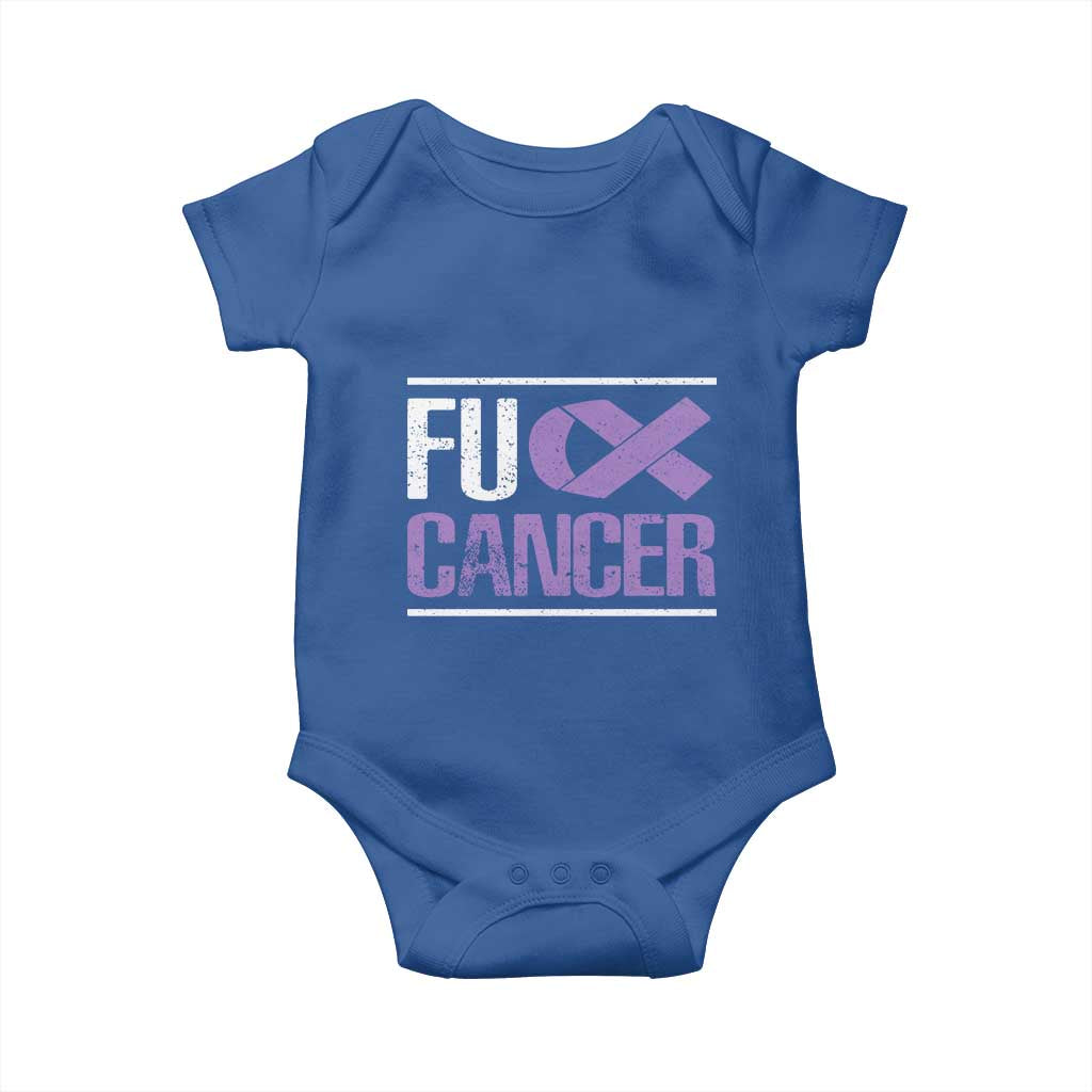 Fuck Cancer Baby Onesie Funny National Cancer Prevention Month Lavender Ribbon TS11 Royal Blue Print Your Wear