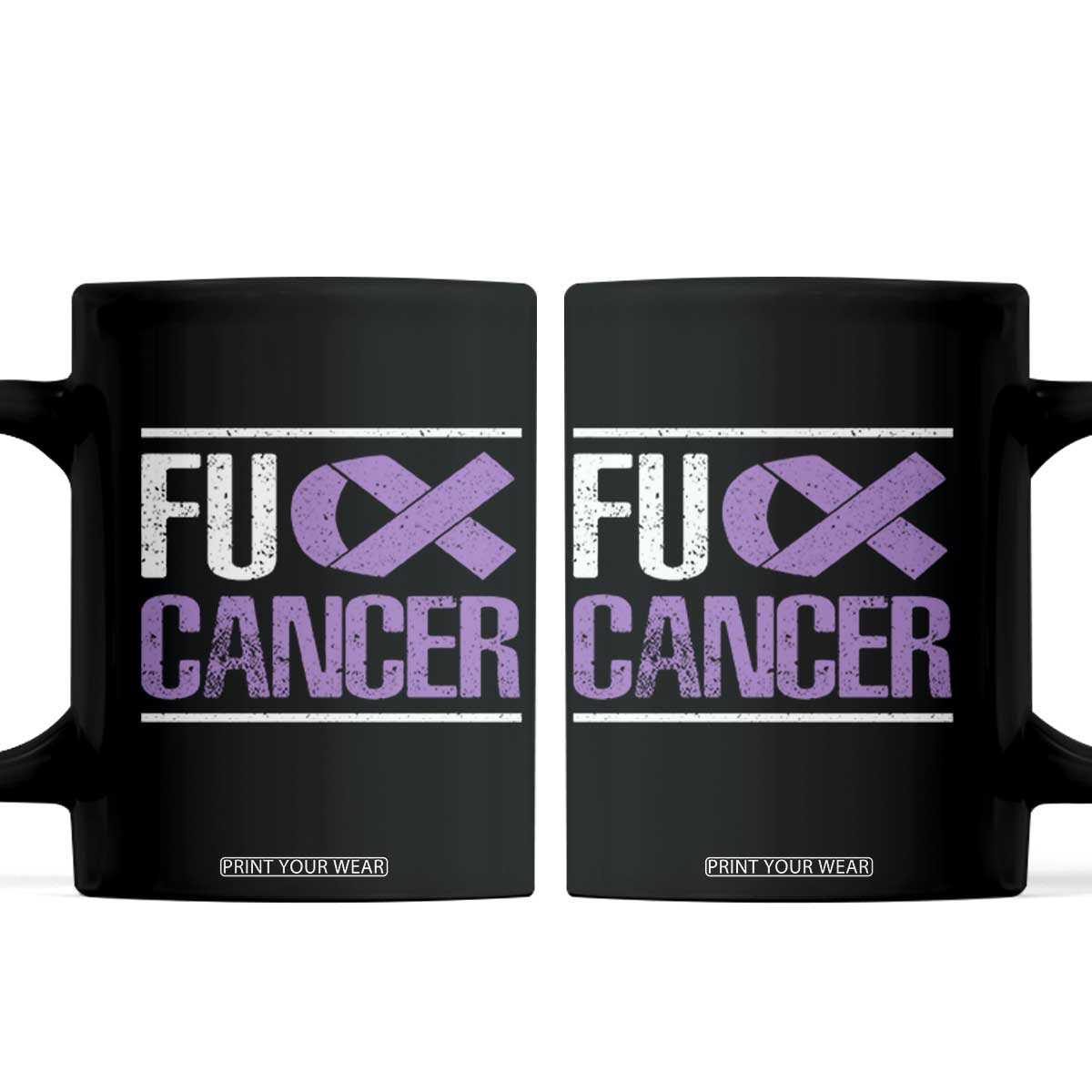 Fuck Cancer Coffee Mug Funny National Cancer Prevention Month Lavender Ribbon TS11 Black Print Your Wear