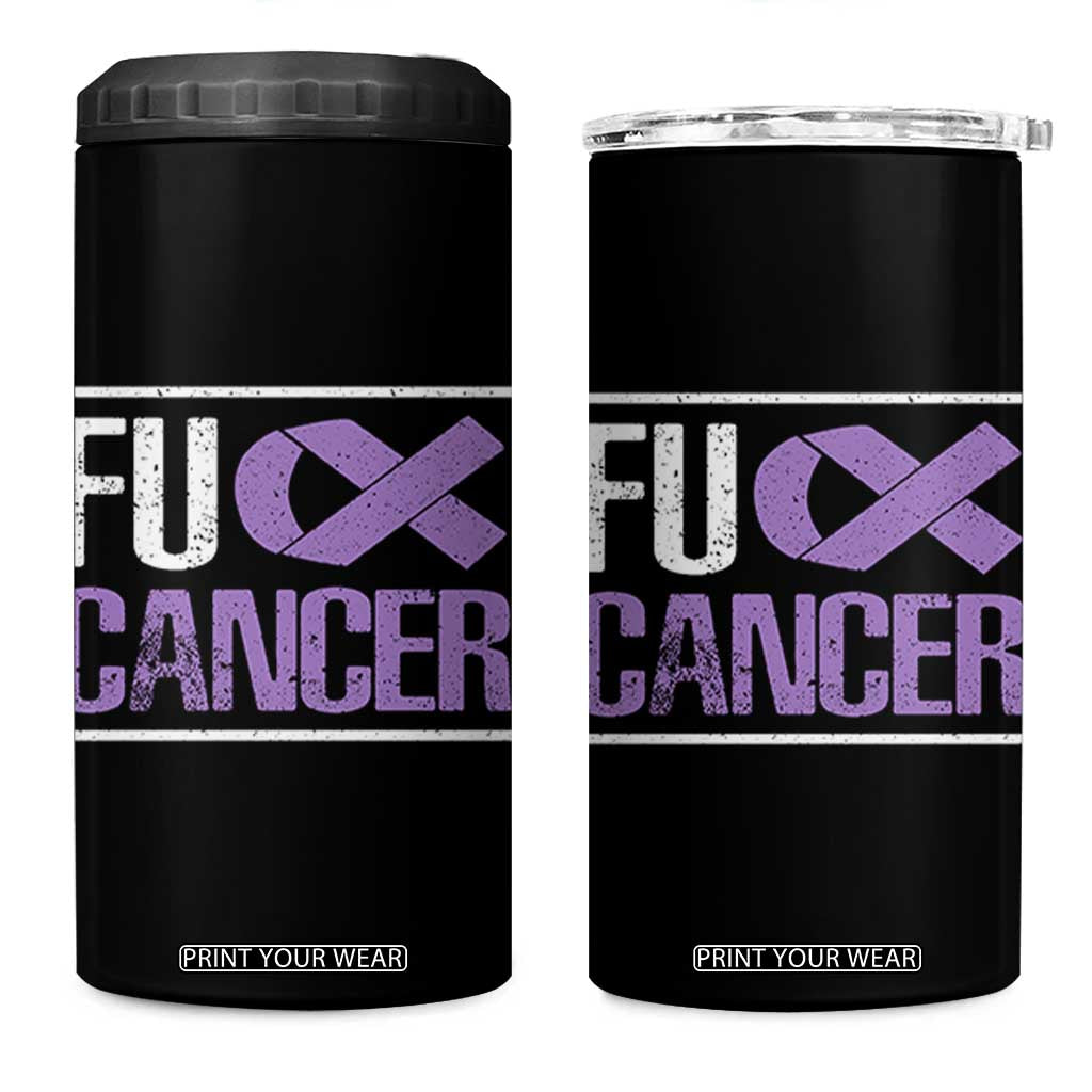 Fuck Cancer 4 in 1 Can Cooler Tumbler Funny National Cancer Prevention Month Lavender Ribbon TS11 One Size: 16 oz Black Print Your Wear