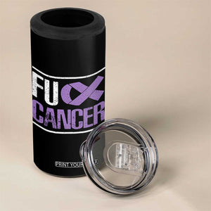 Fuck Cancer 4 in 1 Can Cooler Tumbler Funny National Cancer Prevention Month Lavender Ribbon TS11 Print Your Wear