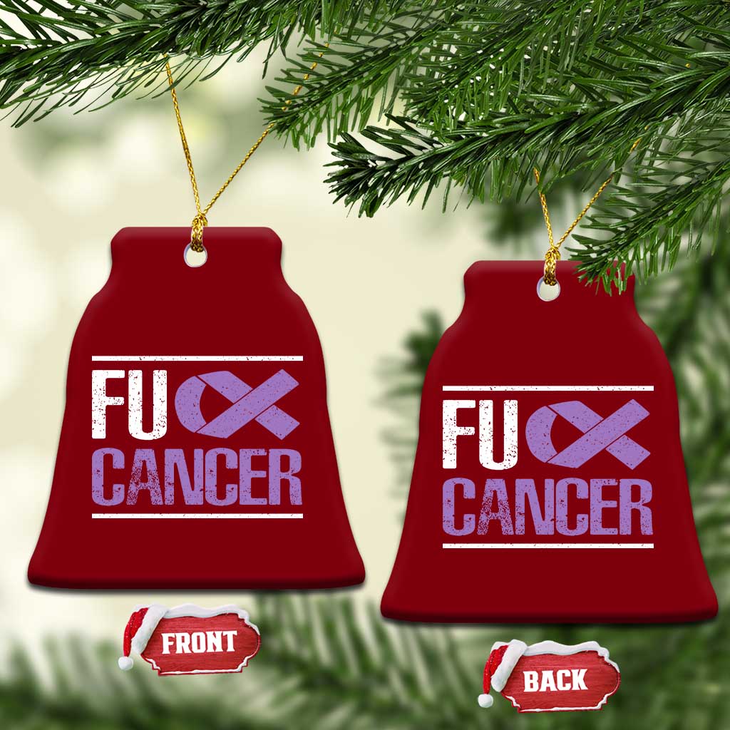 Fuck Cancer Ceramic Ornament Funny National Cancer Prevention Month Lavender Ribbon TS11 Print Your Wear