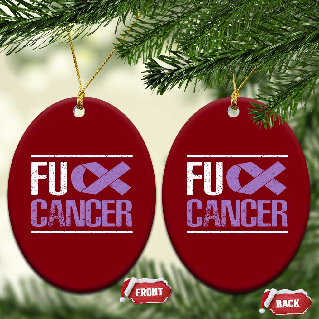 Fuck Cancer Ceramic Ornament Funny National Cancer Prevention Month Lavender Ribbon TS11 Print Your Wear