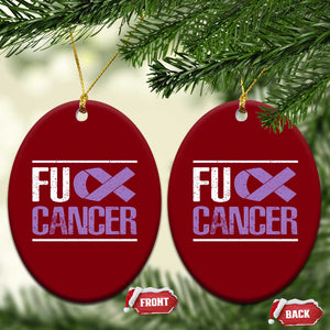 Fuck Cancer Ceramic Ornament Funny National Cancer Prevention Month Lavender Ribbon TS11 Print Your Wear