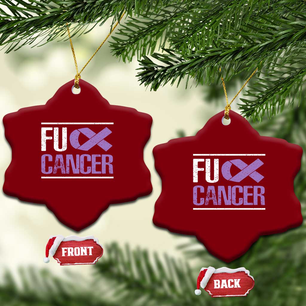 Fuck Cancer Ceramic Ornament Funny National Cancer Prevention Month Lavender Ribbon TS11 Print Your Wear