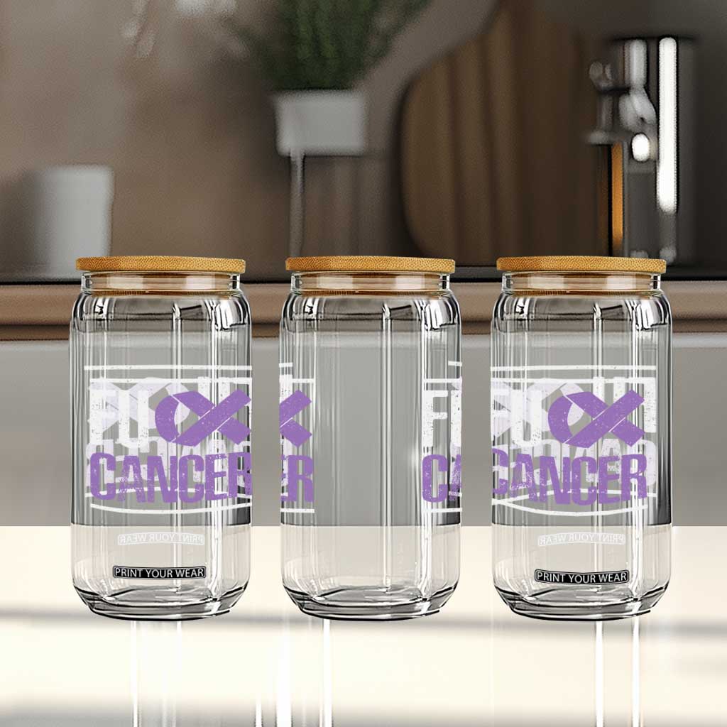 Fuck Cancer Glass Can Funny National Cancer Prevention Month Lavender Ribbon TS11 Print Your Wear