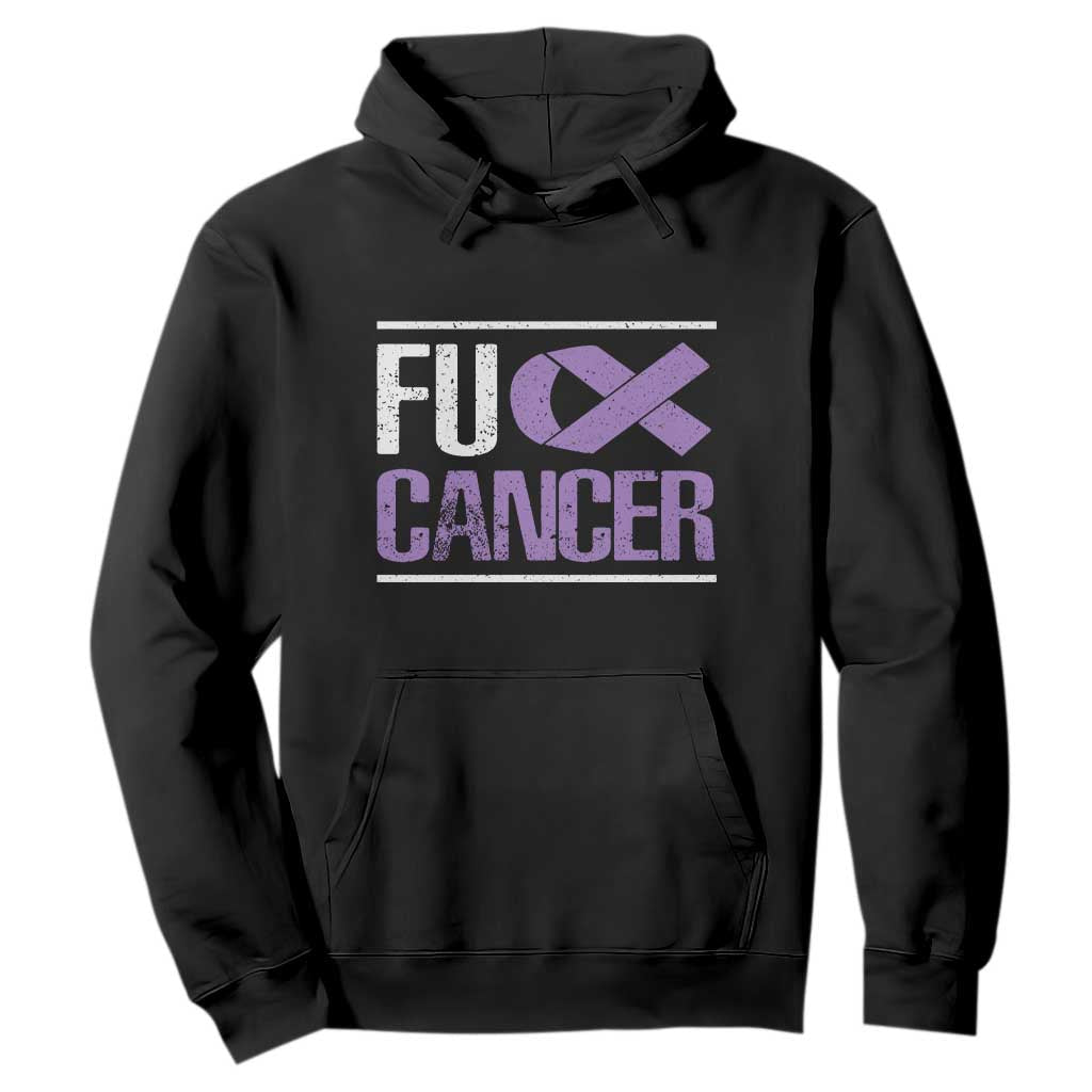 Fuck Cancer Hoodie Funny National Cancer Prevention Month Lavender Ribbon TS11 Black Print Your Wear