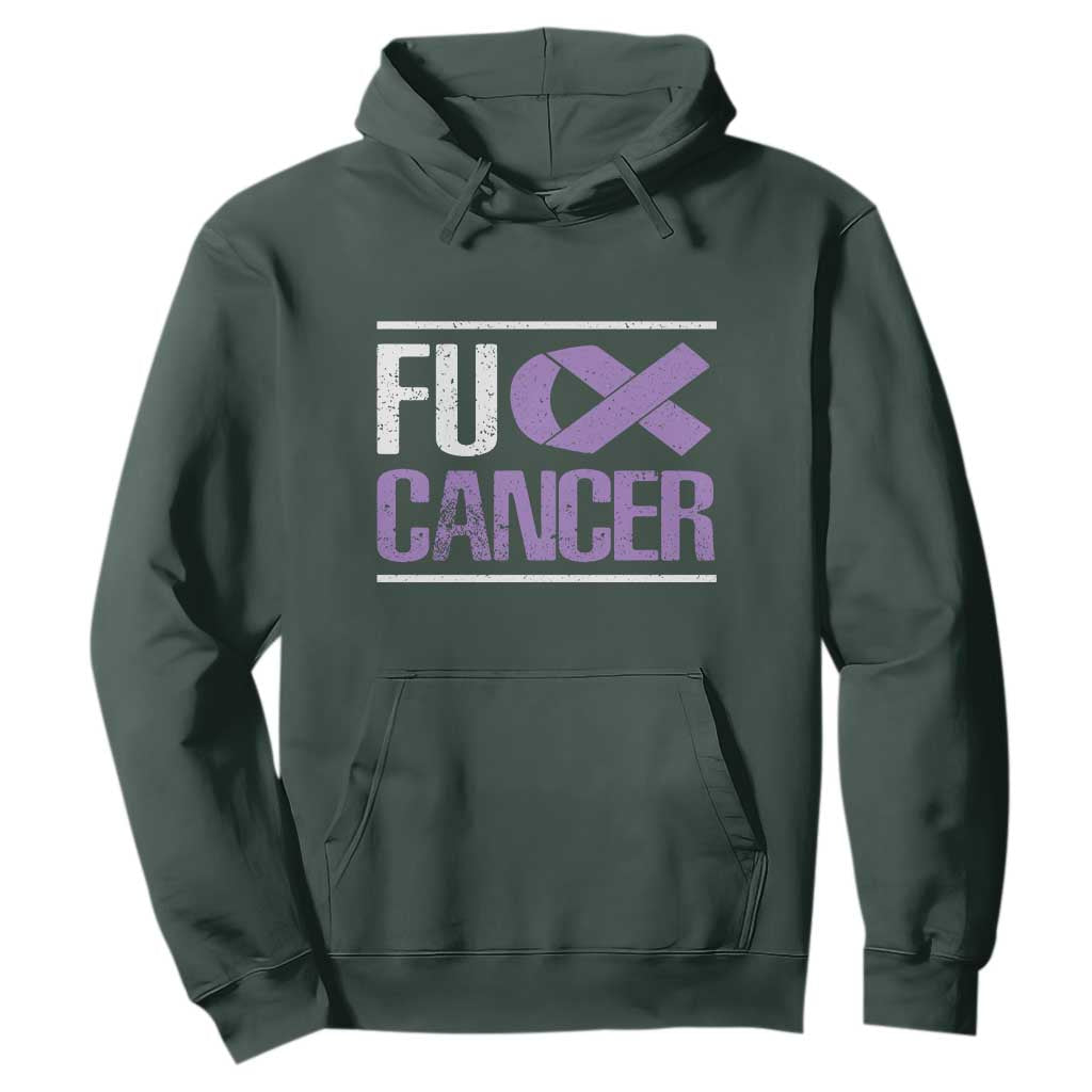 Fuck Cancer Hoodie Funny National Cancer Prevention Month Lavender Ribbon TS11 Dark Forest Green Print Your Wear