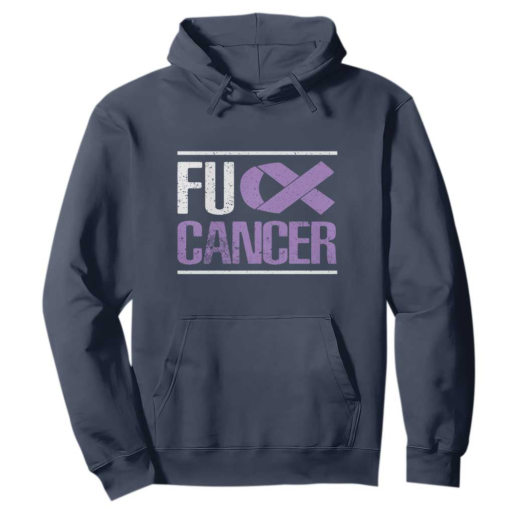 Fuck Cancer Hoodie Funny National Cancer Prevention Month Lavender Ribbon TS11 Navy Print Your Wear