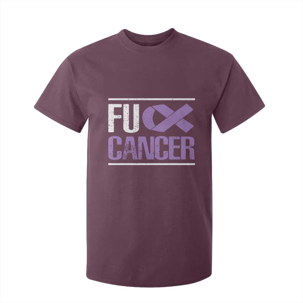 Fuck Cancer T Shirt For Kid Funny National Cancer Prevention Month Lavender Ribbon TS11 Maroon Print Your Wear