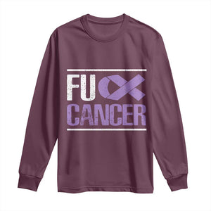 Fuck Cancer Long Sleeve Shirt Funny National Cancer Prevention Month Lavender Ribbon TS11 Maroon Print Your Wear