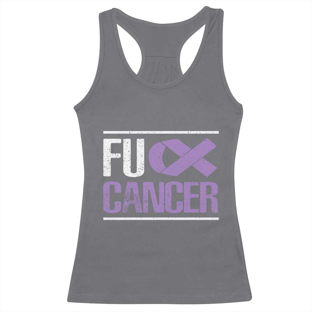 Fuck Cancer Racerback Tank Top Funny National Cancer Prevention Month Lavender Ribbon TS11 Charcoal Print Your Wear