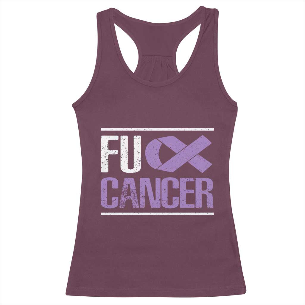 Fuck Cancer Racerback Tank Top Funny National Cancer Prevention Month Lavender Ribbon TS11 Maroon Print Your Wear