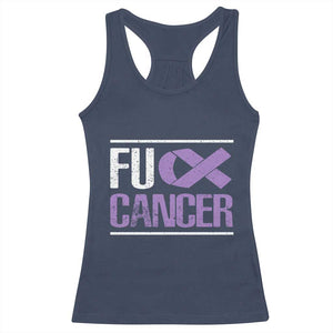 Fuck Cancer Racerback Tank Top Funny National Cancer Prevention Month Lavender Ribbon TS11 Navy Print Your Wear