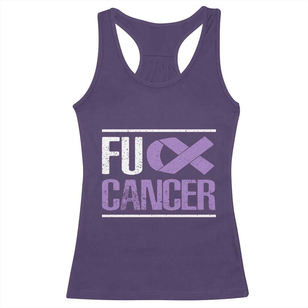 Fuck Cancer Racerback Tank Top Funny National Cancer Prevention Month Lavender Ribbon TS11 Purple Print Your Wear