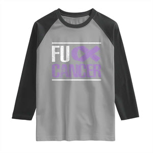 Fuck Cancer Raglan Shirt Funny National Cancer Prevention Month Lavender Ribbon TS11 Sport Gray Black Print Your Wear