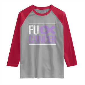 Fuck Cancer Raglan Shirt Funny National Cancer Prevention Month Lavender Ribbon TS11 Sport Gray Red Print Your Wear