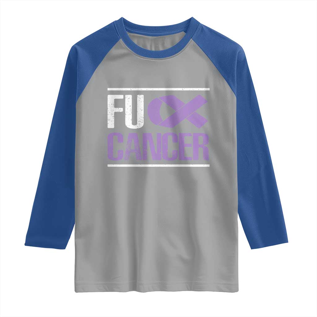 Fuck Cancer Raglan Shirt Funny National Cancer Prevention Month Lavender Ribbon TS11 Sport Gray Royal Print Your Wear