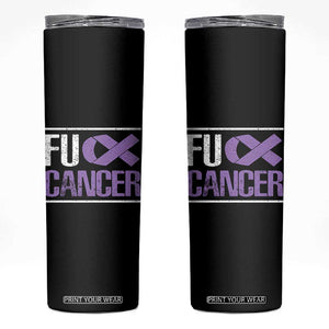 Fuck Cancer Skinny Tumbler Funny National Cancer Prevention Month Lavender Ribbon TS11 Black Print Your Wear