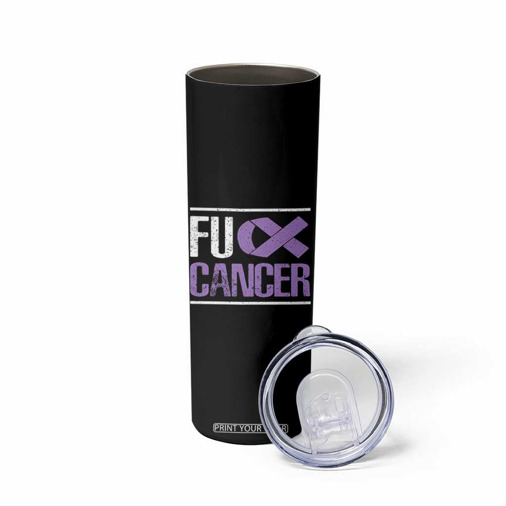 Fuck Cancer Skinny Tumbler Funny National Cancer Prevention Month Lavender Ribbon TS11 Print Your Wear