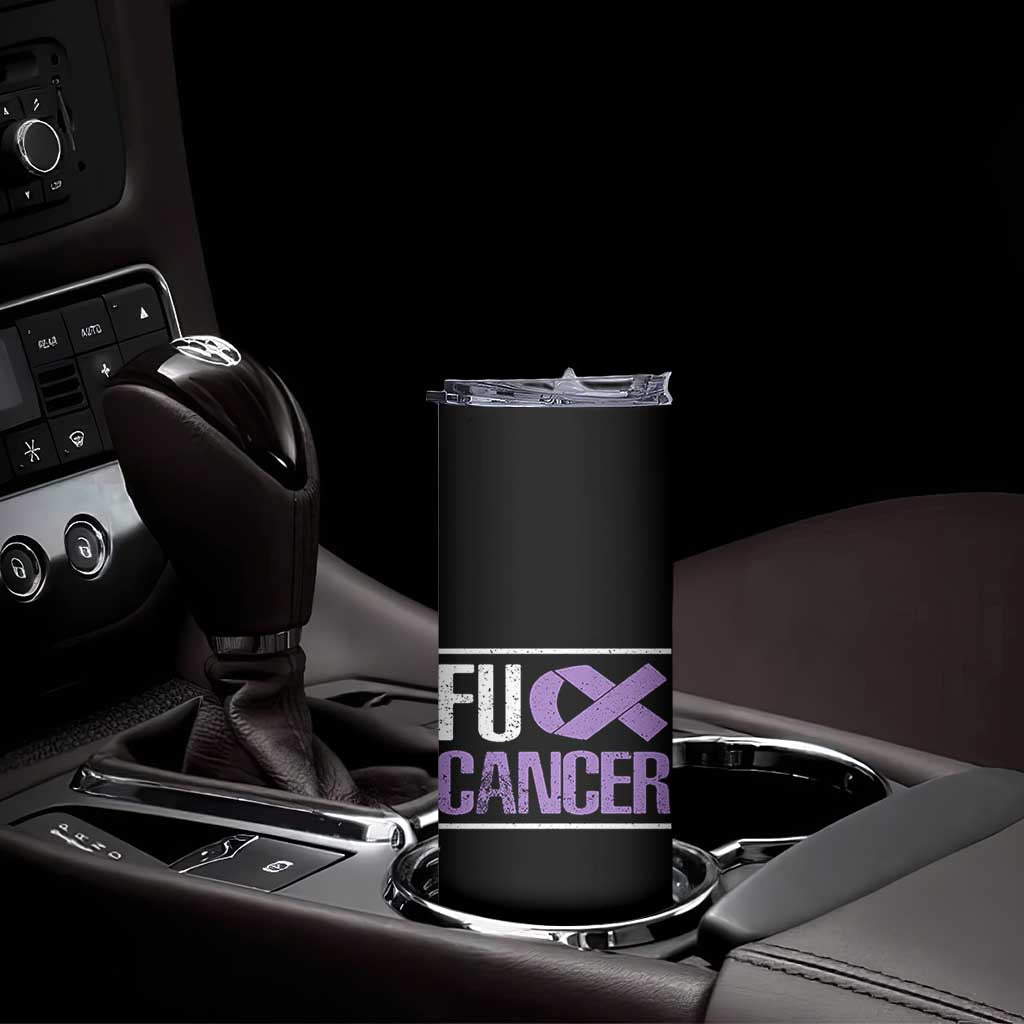 Fuck Cancer Skinny Tumbler Funny National Cancer Prevention Month Lavender Ribbon TS11 Print Your Wear