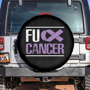 Fuck Cancer Spare Tire Cover Funny National Cancer Prevention Month Lavender Ribbon TS11 No hole Black Print Your Wear