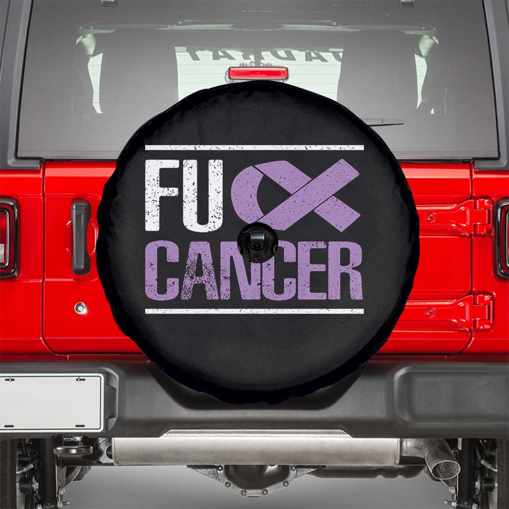 Fuck Cancer Spare Tire Cover Funny National Cancer Prevention Month Lavender Ribbon TS11 Black Print Your Wear