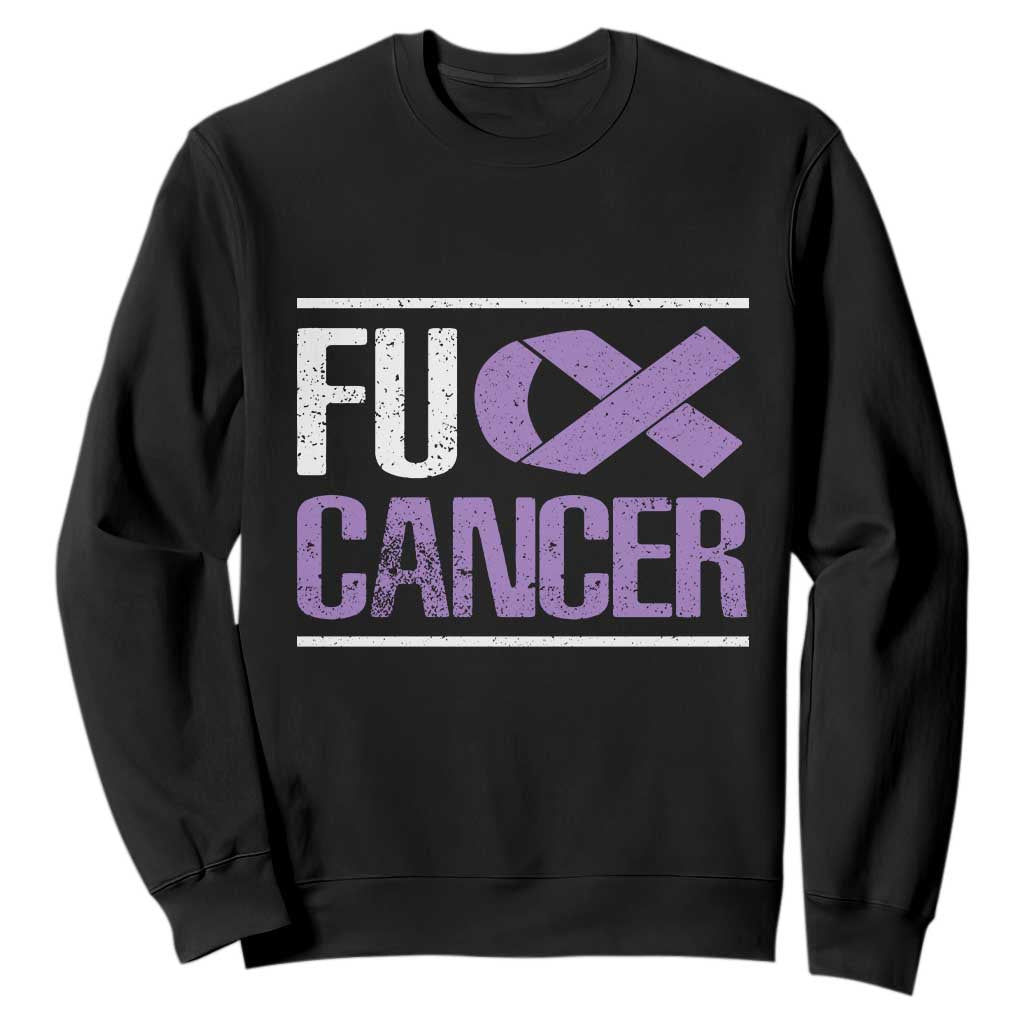 Fuck Cancer Sweatshirt Funny National Cancer Prevention Month Lavender Ribbon TS11 Black Print Your Wear