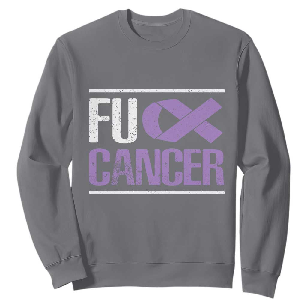 Fuck Cancer Sweatshirt Funny National Cancer Prevention Month Lavender Ribbon TS11 Charcoal Print Your Wear