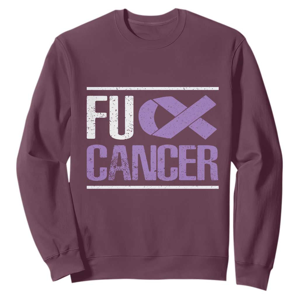 Fuck Cancer Sweatshirt Funny National Cancer Prevention Month Lavender Ribbon TS11 Maroon Print Your Wear