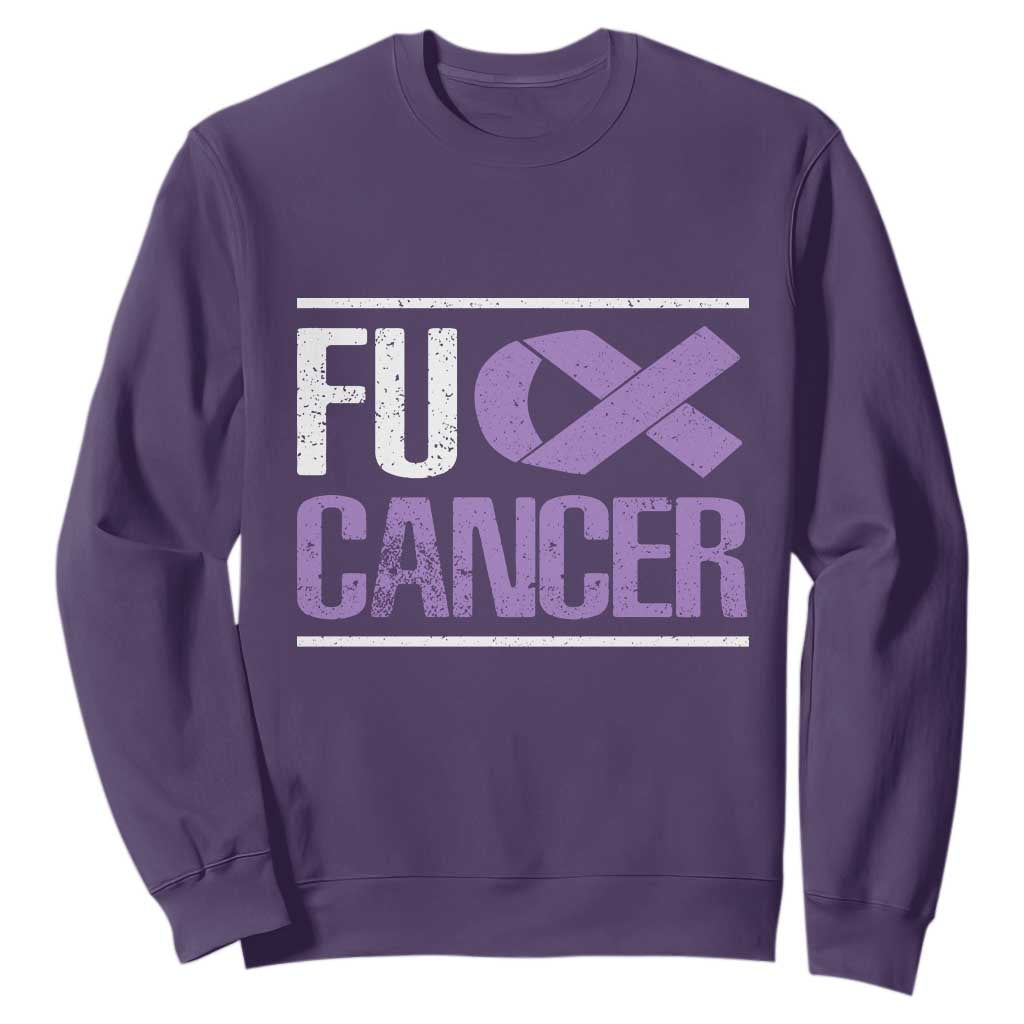 Fuck Cancer Sweatshirt Funny National Cancer Prevention Month Lavender Ribbon TS11 Purple Print Your Wear