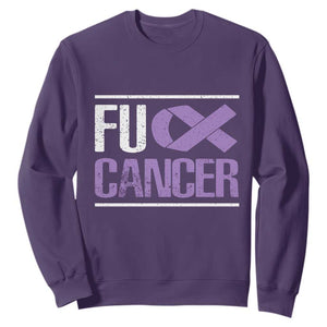 Fuck Cancer Sweatshirt Funny National Cancer Prevention Month Lavender Ribbon TS11 Purple Print Your Wear