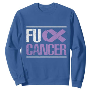 Fuck Cancer Sweatshirt Funny National Cancer Prevention Month Lavender Ribbon TS11 Royal Blue Print Your Wear