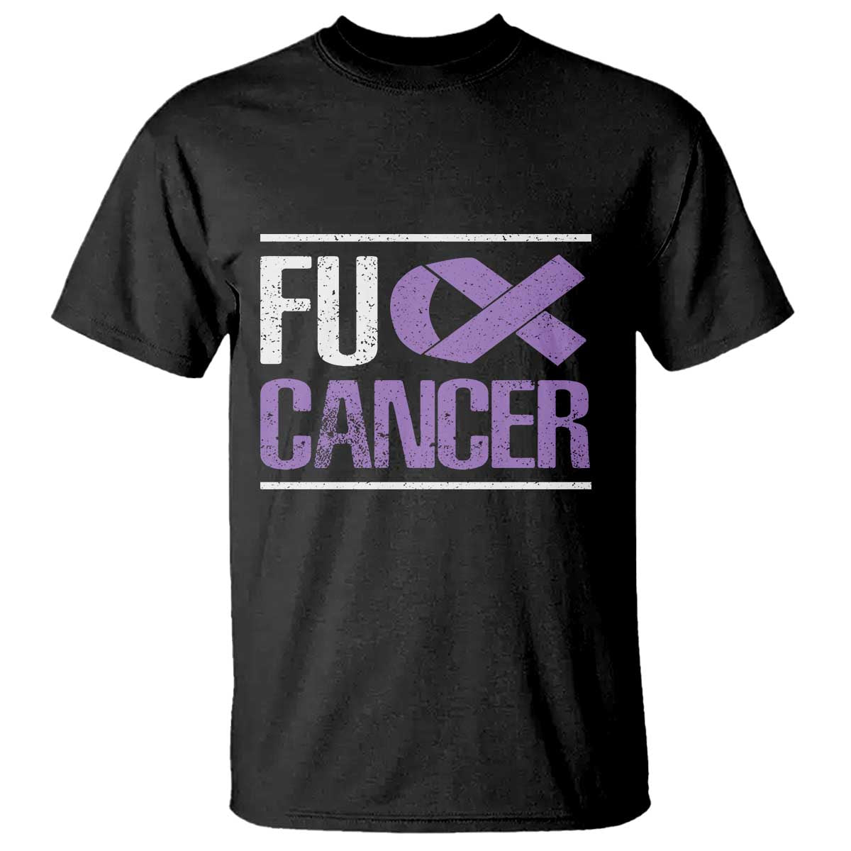 Fuck Cancer T Shirt Funny National Cancer Prevention Month Lavender Ribbon TS11 Black Print Your Wear