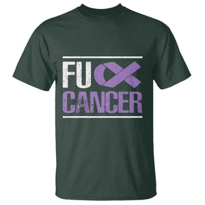 Fuck Cancer T Shirt Funny National Cancer Prevention Month Lavender Ribbon TS11 Dark Forest Green Print Your Wear