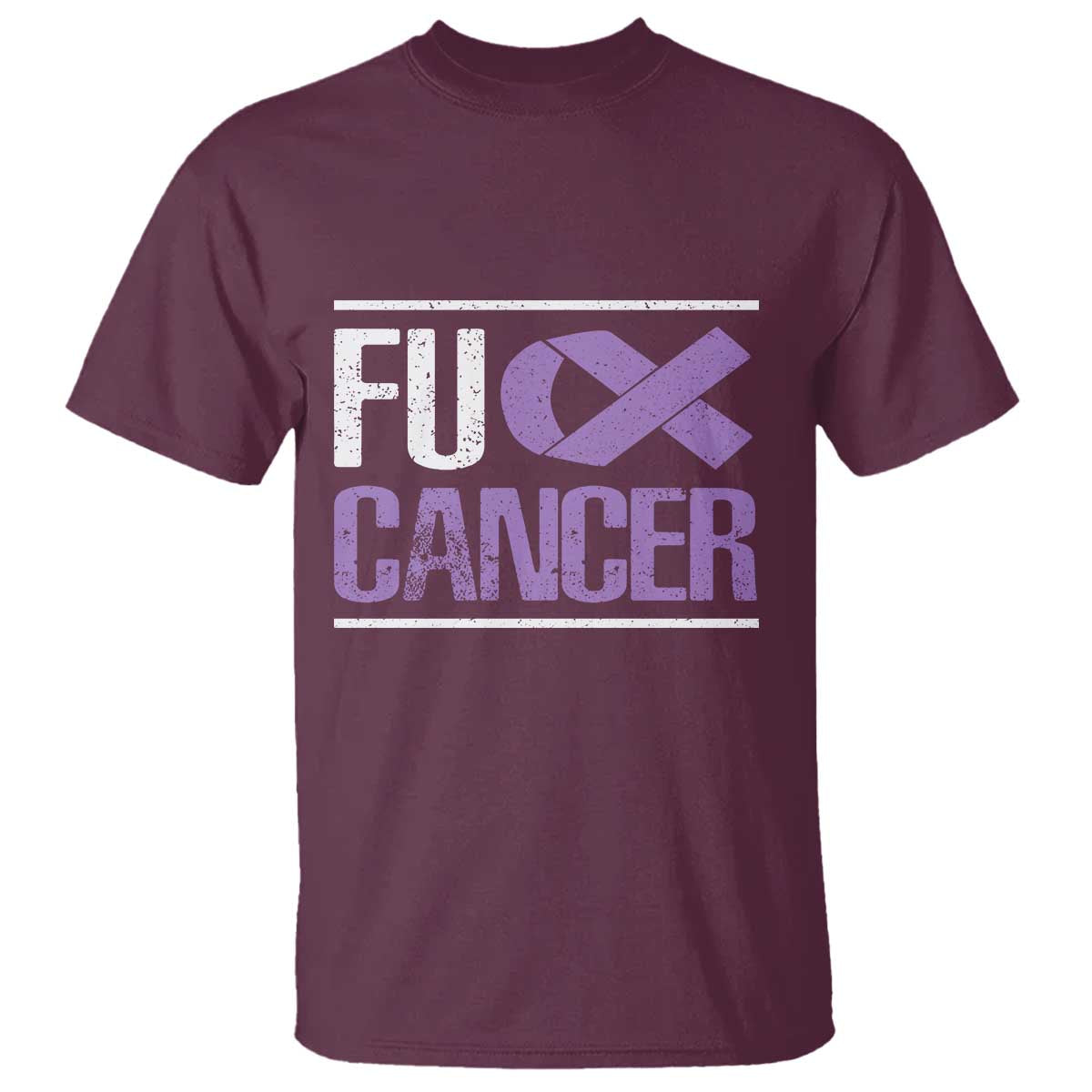 Fuck Cancer T Shirt Funny National Cancer Prevention Month Lavender Ribbon TS11 Maroon Print Your Wear