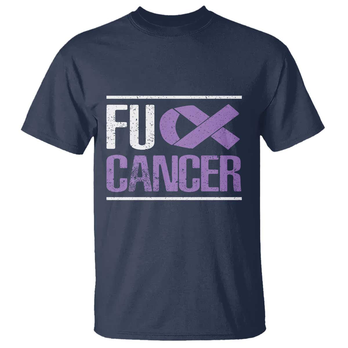 Fuck Cancer T Shirt Funny National Cancer Prevention Month Lavender Ribbon TS11 Navy Print Your Wear