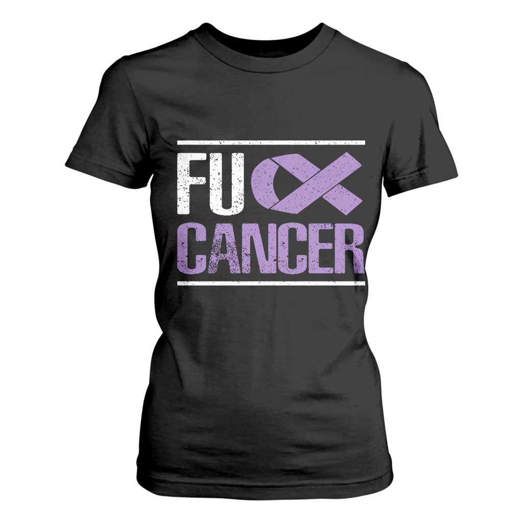 Fuck Cancer T Shirt For Women Funny National Cancer Prevention Month Lavender Ribbon TS11 Black Print Your Wear