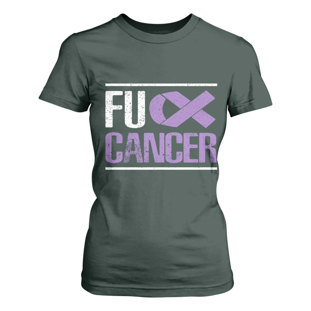 Fuck Cancer T Shirt For Women Funny National Cancer Prevention Month Lavender Ribbon TS11 Dark Forest Green Print Your Wear