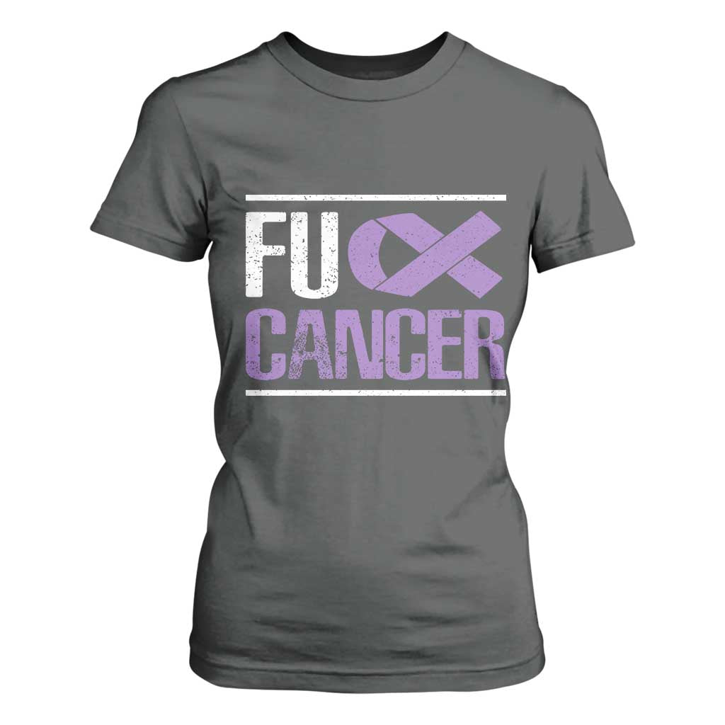 Fuck Cancer T Shirt For Women Funny National Cancer Prevention Month Lavender Ribbon TS11 Dark Heather Print Your Wear
