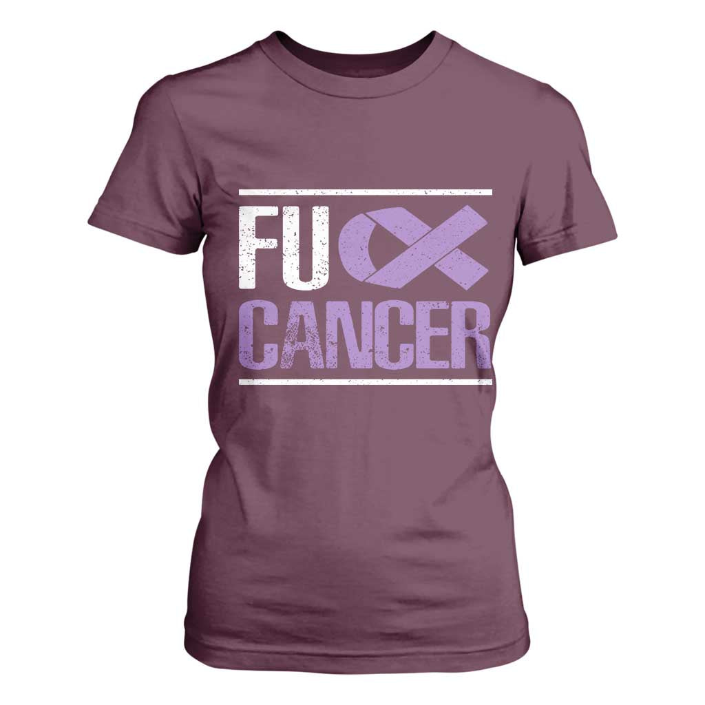 Fuck Cancer T Shirt For Women Funny National Cancer Prevention Month Lavender Ribbon TS11 Maroon Print Your Wear