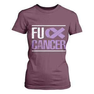 Fuck Cancer T Shirt For Women Funny National Cancer Prevention Month Lavender Ribbon TS11 Maroon Print Your Wear