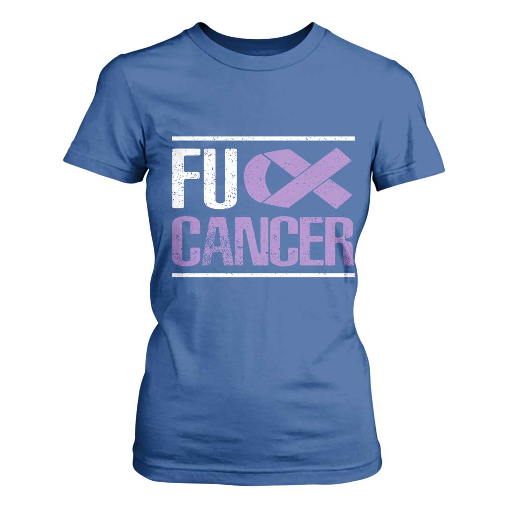 Fuck Cancer T Shirt For Women Funny National Cancer Prevention Month Lavender Ribbon TS11 Royal Blue Print Your Wear